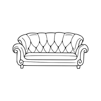 A black and white drawing of a couch vector