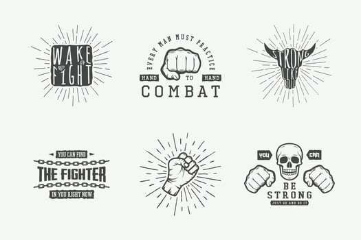 Set of vintage fight emblems and logos vector
