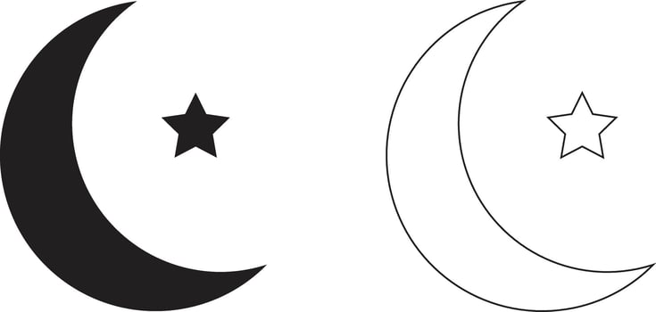 A crescent and star coloring page vector