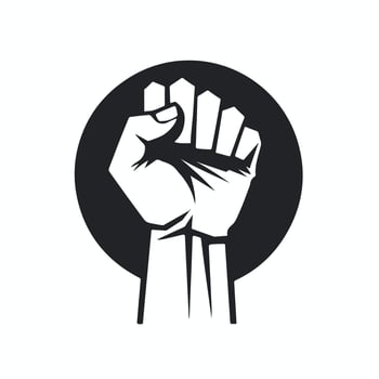 Empowering Raised Fist Icon on White Background vector