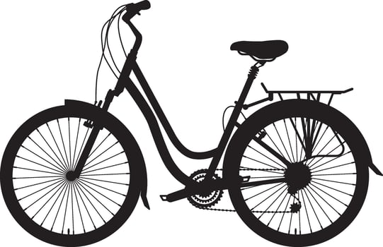 silhouette of bike sideview isolated on white on white background vector