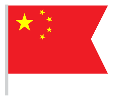 China Flag with Red Color and Five Yellow Star with Pole png