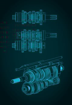 Gearbox blueprints illustration vector
