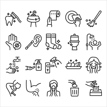 Hygiene Routine line icons vector