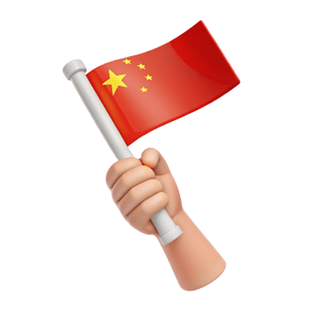 3D Render of a Hand Holding a Chinese Flag png