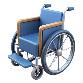 3D Render of a Blue Wheelchair with Wooden Accents png