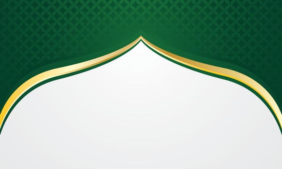 Islamic greeting card background with gold green ornament vector