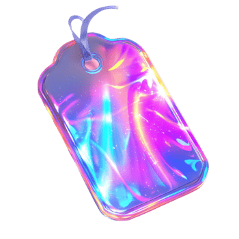 A holographic tag with a purple and blue background png