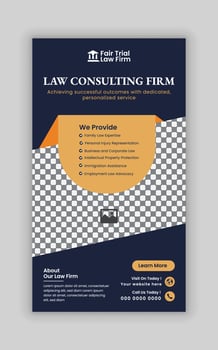 Law Firm Story Template or Law Service Social Media Vertical Banner Design vector