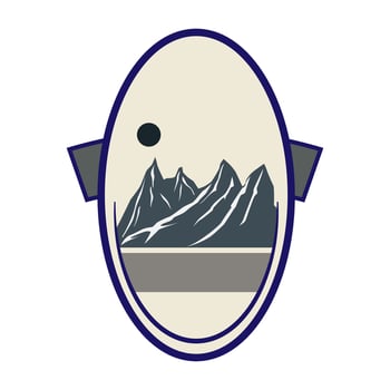 adventure retro mountains badge cartoon illustration vector