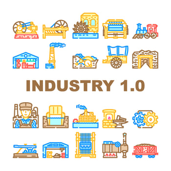 industry 1 industrialization icons set vector