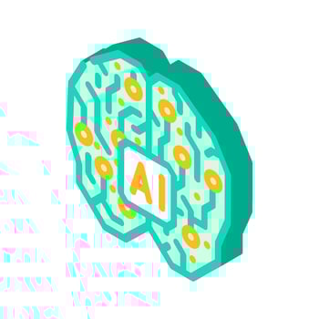 artificial intelligence ai brain industry 4 isometric icon illustration vector