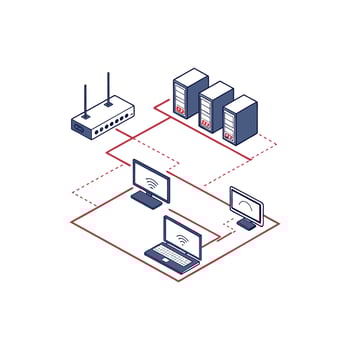 A diagram of a network with multiple computers vector