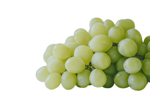 Fresh green grapes displayed on a clean white background showcasing their natural texture and color variation png