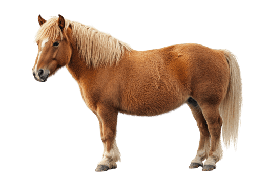 Brown pony standing gracefully with a lush mane in a serene environment png