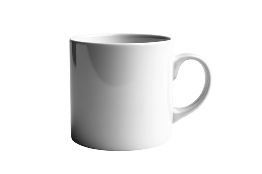White ceramic mug isolated on a bright background ideal for showcasing beverages or design elements png