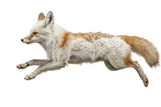 Beautiful arctic fox in mid-leap showcasing agility and grace in a natural setting png