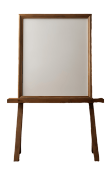 A white board on a wooden stand png