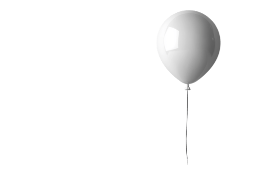 White balloon floating gently in a bright space with soft shadows and simple background png