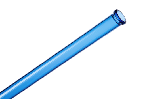 Clear blue glass tube used in laboratory experiments highlighting precision and scientific inquiry png