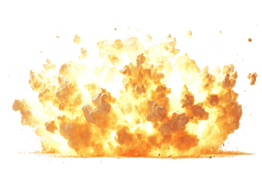 Explosive burst of flames and smoke fills the air in a dramatic display of power during a controlled detonation png