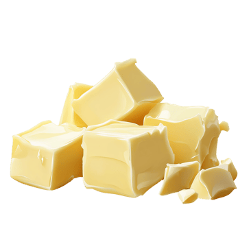 Butter cubes on transparent background, creamy texture, food photography png