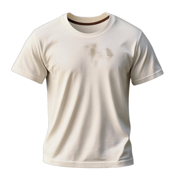 Beige t-shirt with dirt stains on transparent background png