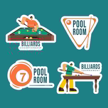 Billiards Game Templates in Hand Drawn Flat Cartoon Style for Label vector