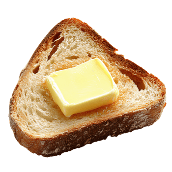 Buttered toast triangle on transparent background png