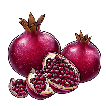 Pomegranate fruit illustration on transparent background png