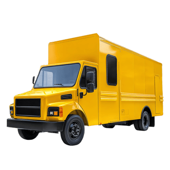Express Delivery Truck in Yellow on Transparent Background png