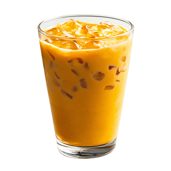 Iced mango drink in glass on transparent background png