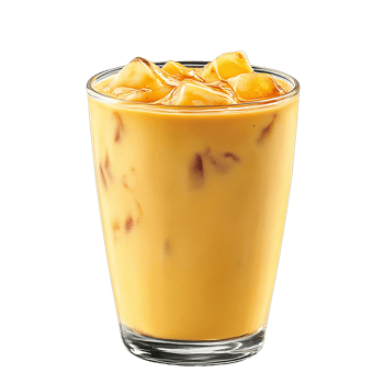 Iced coffee drink in glass on transparent background png