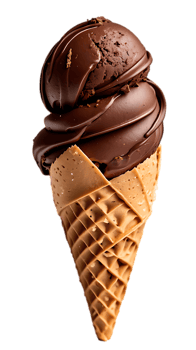An ice cream cone with chocolate on top png