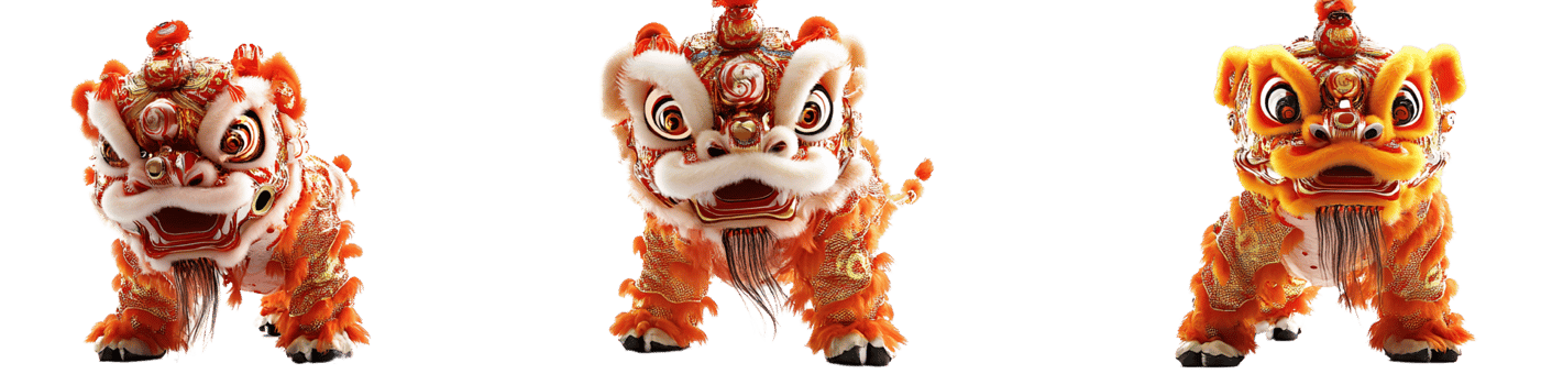 Vibrant Orange Lion Dance Costume with Festive Details png