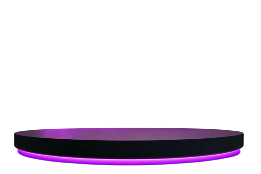 Purple neon round stage on transparent background png