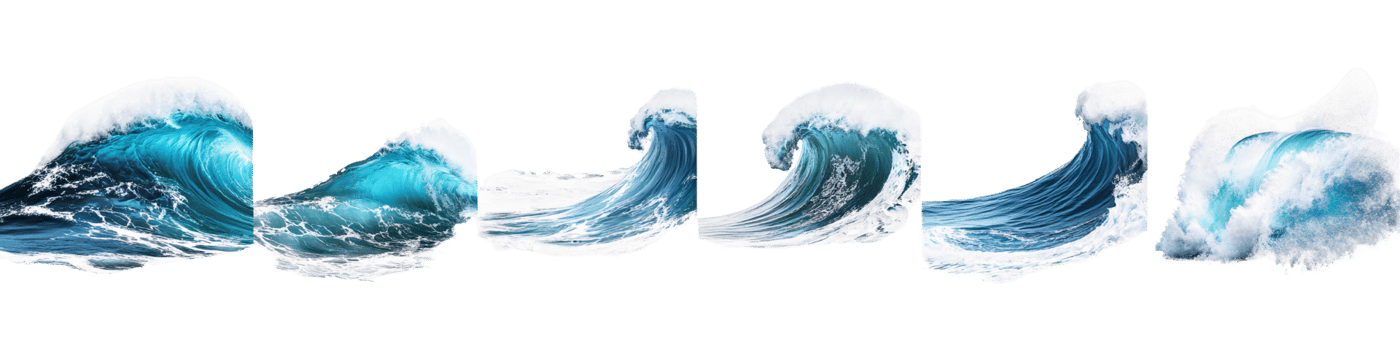 Ocean waves collection on transparent background png
