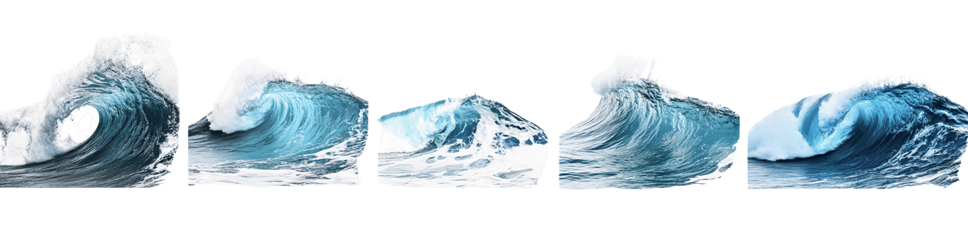 Ocean waves set on transparent background png