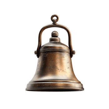 Bronze bell with hanging loop on transparent background png