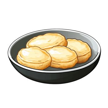 Golden fried cakes in pan digital illustration png