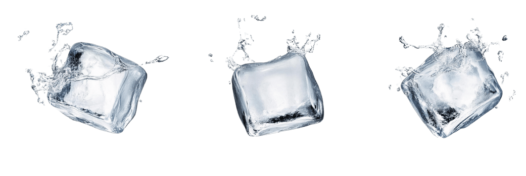 Cool Ice Cubes Dropping into Water with Splashes on Transparent Background png