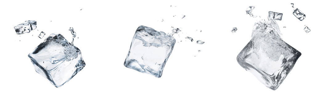 Ice cubes splashing on transparent background png