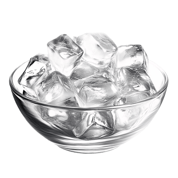 Ice cubes in glass bowl on transparent background png