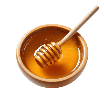 Fresh Honey in Wooden Container with Dripping Dipper on Transparent Background png