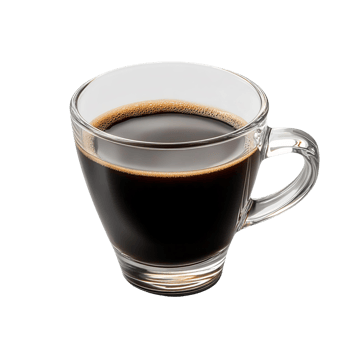 Espresso in clear glass cup on transparent background png