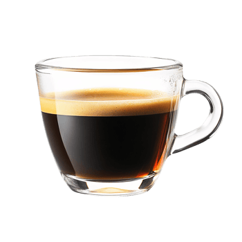 Espresso coffee in glass cup on transparent background png
