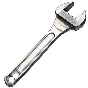 Adjustable wrench sketch on transparent background png
