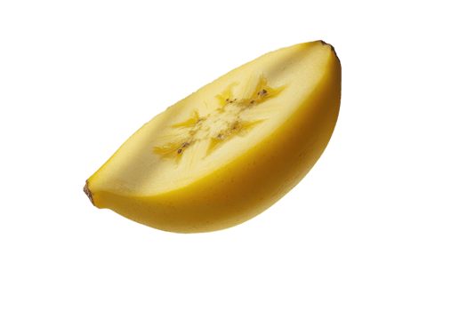 Yellow fruit slice showcasing smooth texture and vibrant color, perfect for healthy snacks png