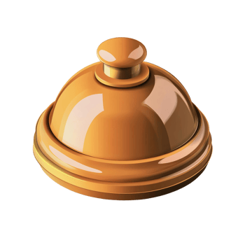 Golden service bell icon on transparent background png