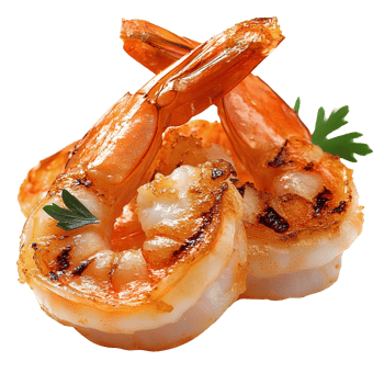 Grilled shrimp on transparent background png